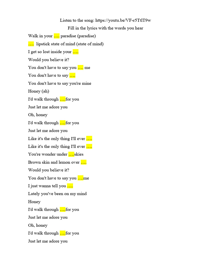 Adore You Lyrics | PDF