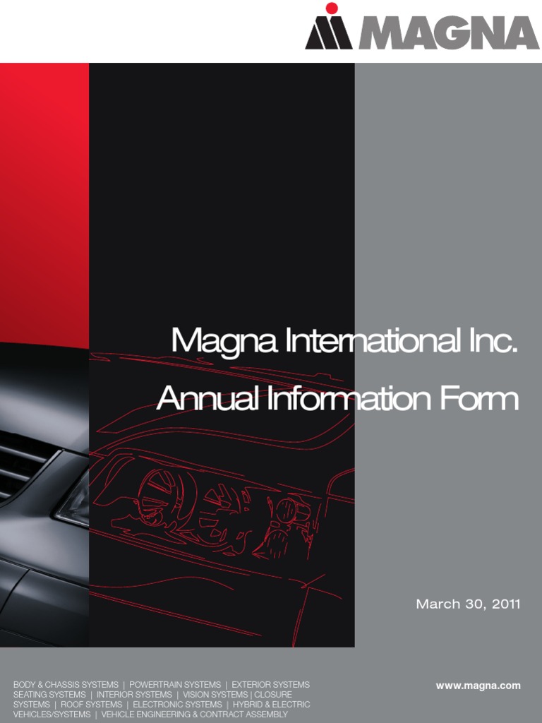 Magna Annual Report 2011 | PDF | Stocks | Strategic Management