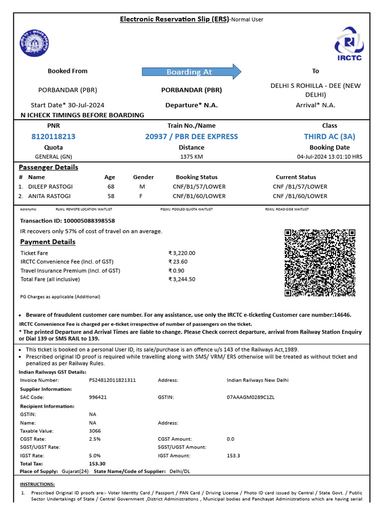 Train Ticket & Travel Info | PDF | Identity Document