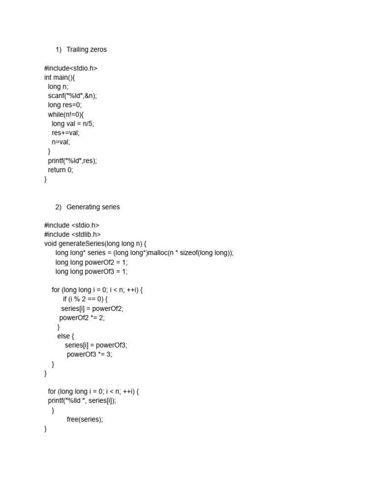 C Programs for Number Series and Checks | PDF | Computers | Technology ...
