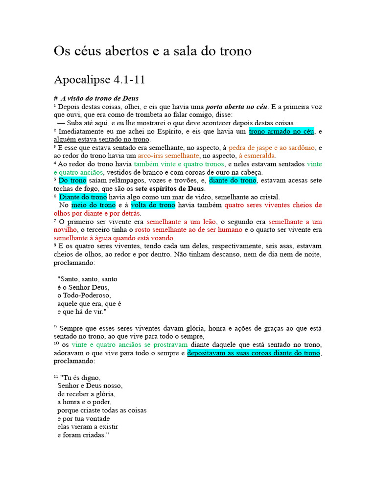 Os Céus Abertos e A Sala Do Trono | PDF | Crença e doutrina religiosa