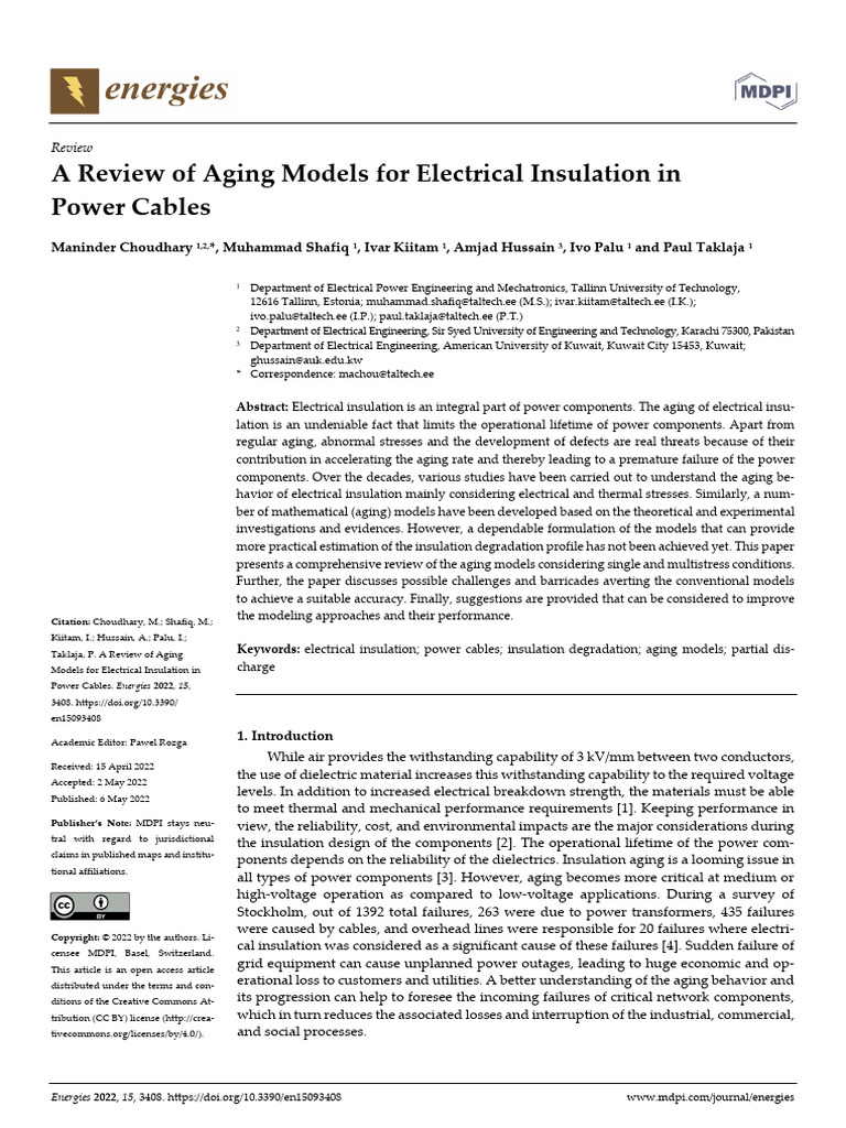 A Review of Aging Models For Electrical | PDF | Insulator (Electricity ...