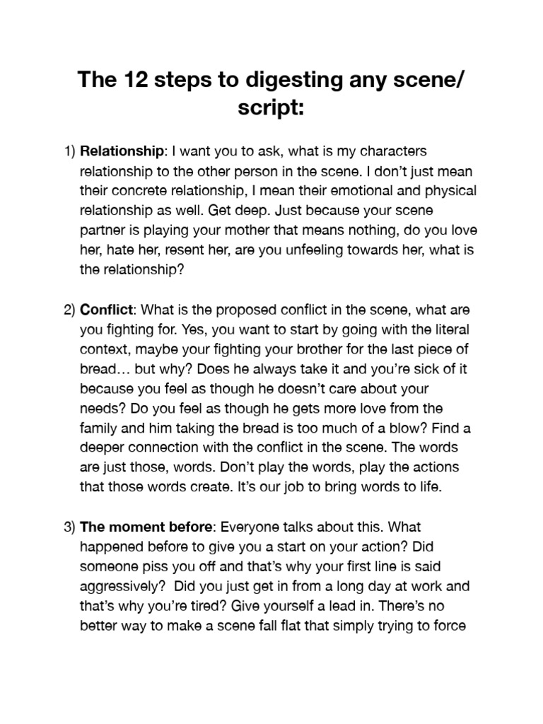12 Steps To Digesting Any Scene | PDF | Language Arts & Discipline ...