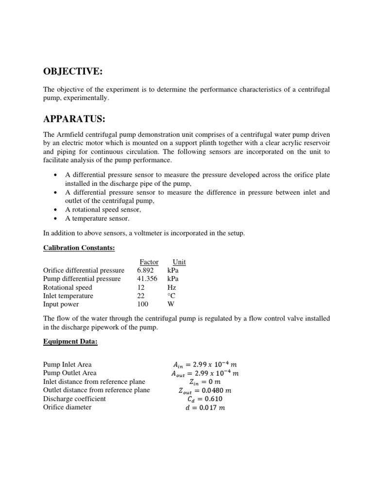 Centrifugal Pump Performance Test | PDF | Turbine | Pump