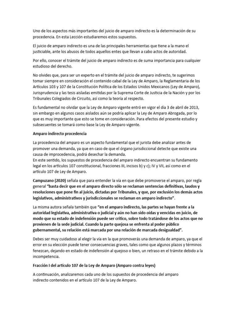 Procedencia del Amparo Indirecto | PDF | Caso de ley | Sentencia (ley)