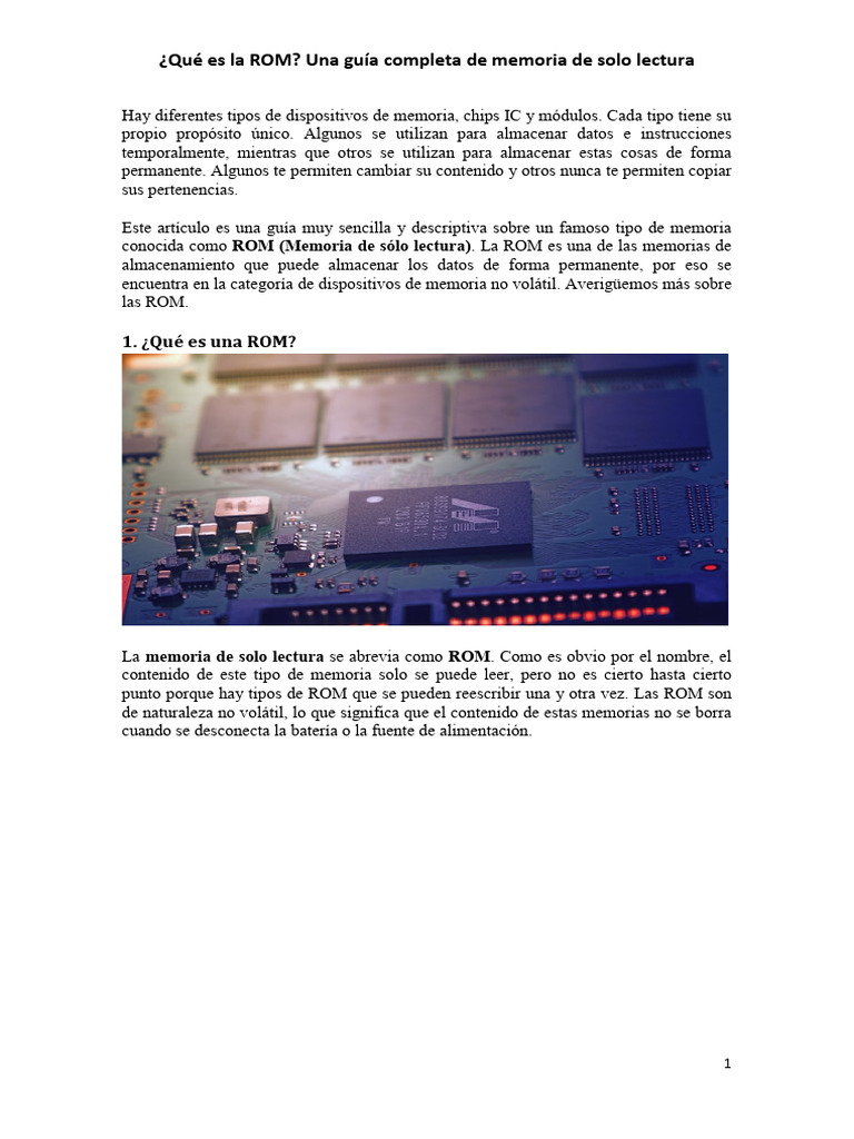Que Es La ROM | PDF | Memoria de sólo lectura | Hardware de la computadora