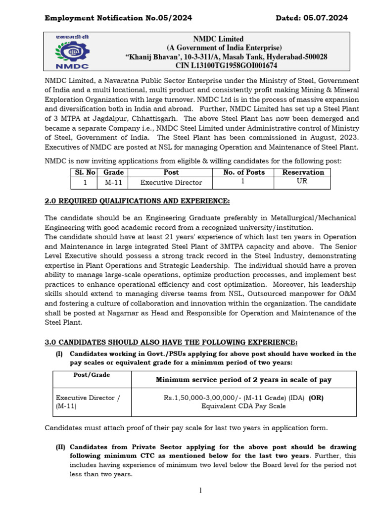 Employment Notification No.05/2024 Dated: 05.07.2024 | PDF