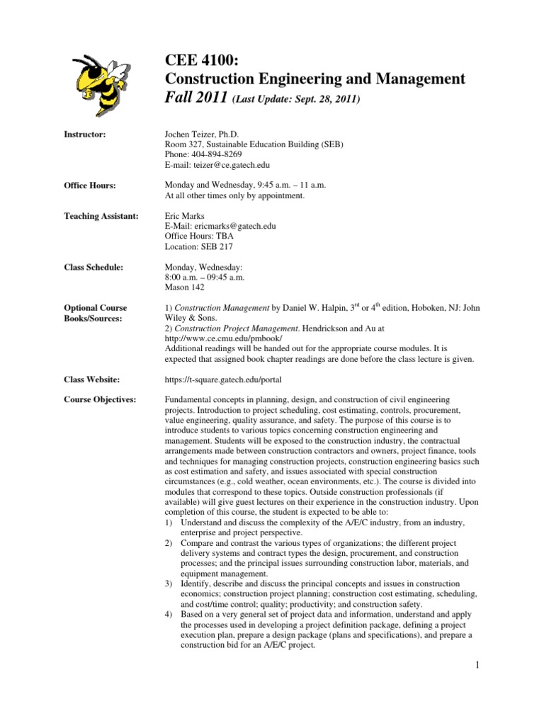 Construction Engineering Course Overview | PDF | Engineering | Test ...