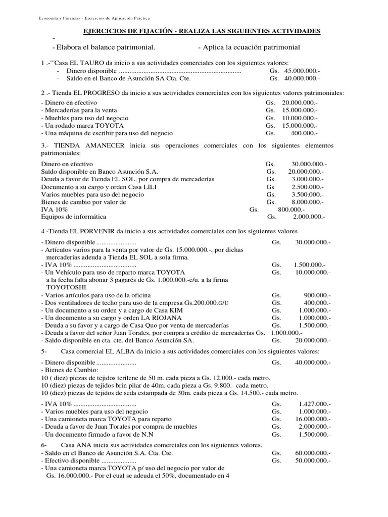 Ejercicios de Contabilidad Práctica | PDF | Dinero | Economias
