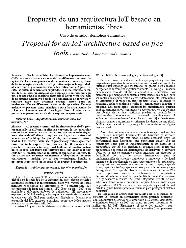 Arquitectura IoT con herramientas libres | PDF | Internet de las Cosas ...