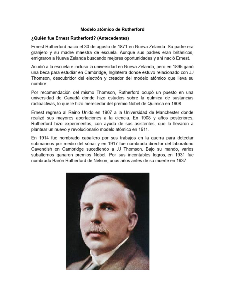 Modelo Atómico de Rutherford | PDF | Núcleo atómico | Átomos