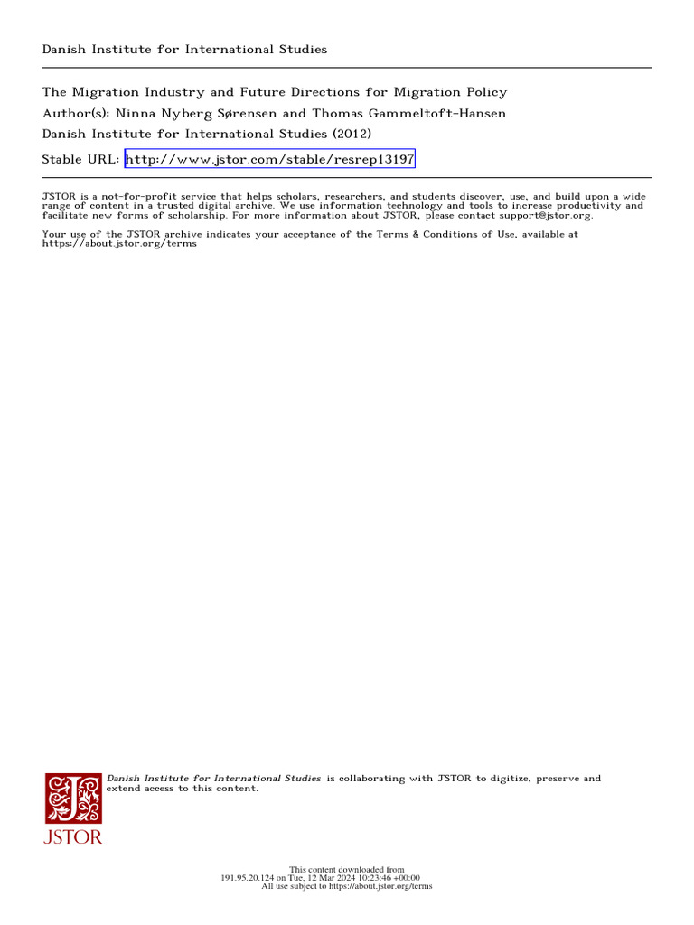 Migration Industry and Policy Insights | PDF | Human Migration ...