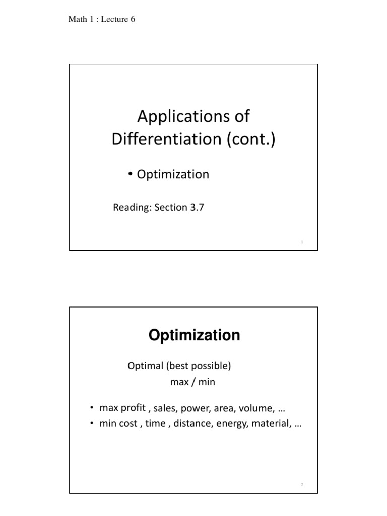 Optimize Rectangle Area with Perimeter 40m | PDF | Maxima And Minima ...