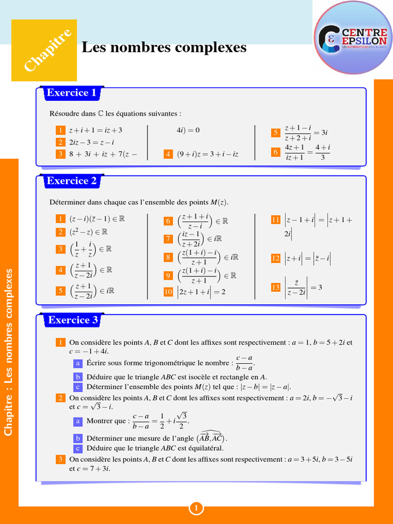 Exercice sur les Nombres Complexes | PDF | Nombre complexe | Triangle