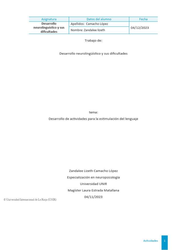 Actividades para Estimular el Lenguaje | PDF | Palabra | Ciencia cognitiva