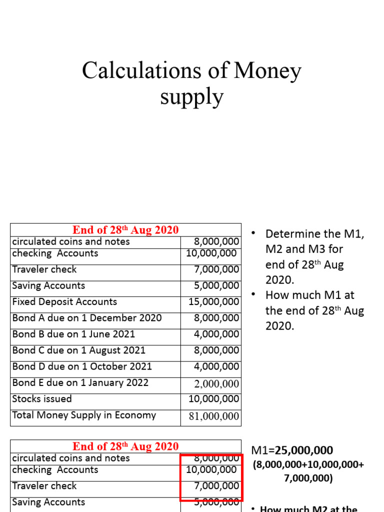 Calculations Of Money Supply Pdf Money Supply Money