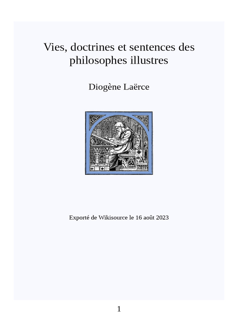 Vies, Doctrines Et Sentences Des Philosophes Illustres | PDF | Socrate image