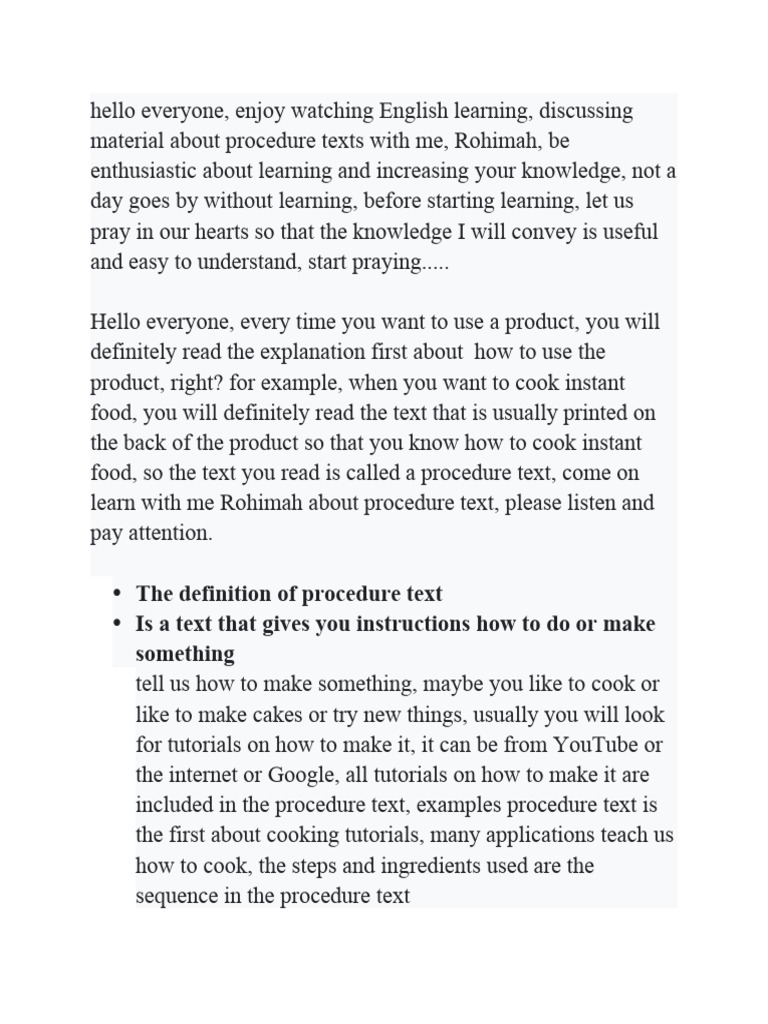 Scripts Procedure Textdocx | PDF | Verb | Subject (Grammar)