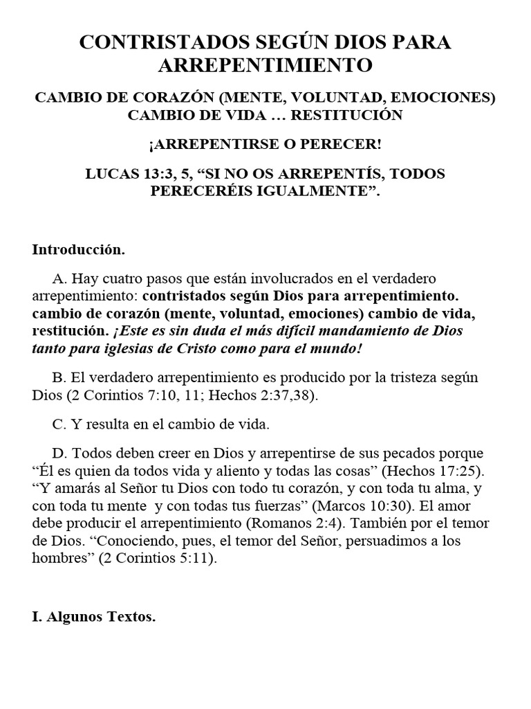 Contristados Según Dios para Arrepentimiento | PDF | Evangelio de Mateo ...