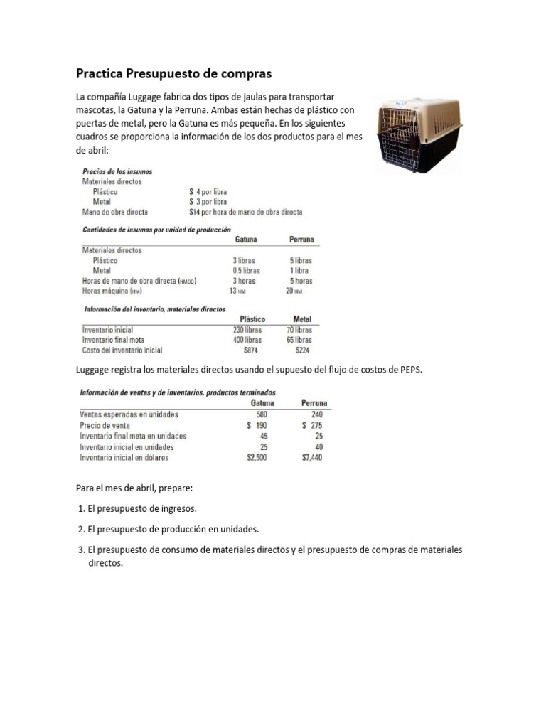 Presupuesto de Compras para Jaulas Luggage | PDF | Tecnología