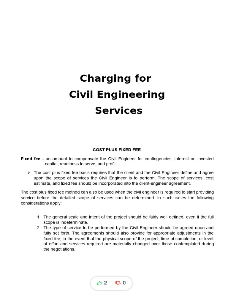 Civil Engineering Service Fee Structures | PDF | Salary | Cost