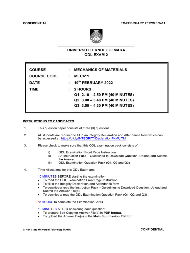 MEC411 ODL Exam Instructions | PDF | Computing | Software