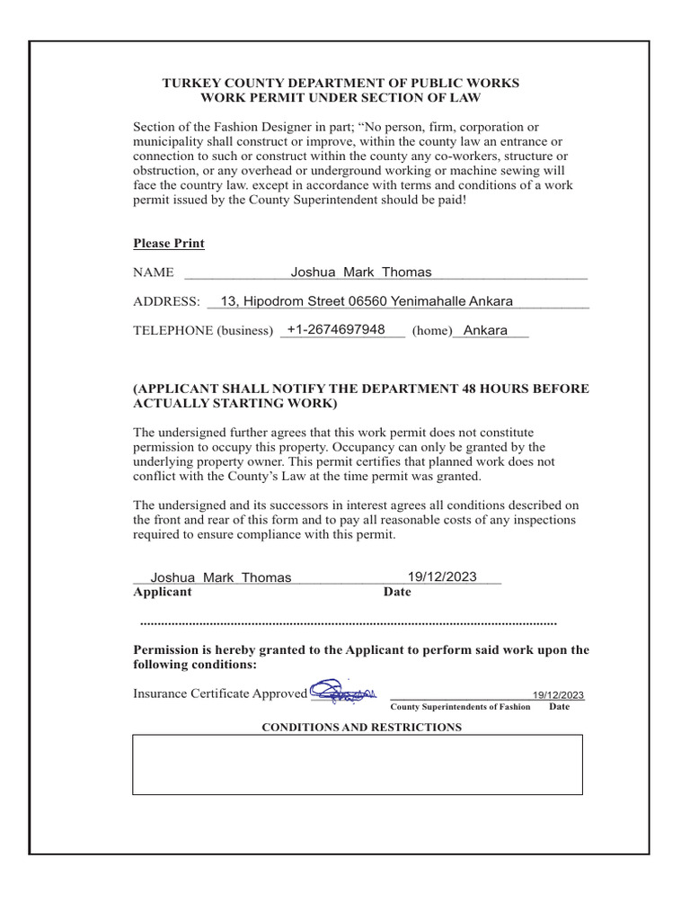 Work Permit | PDF