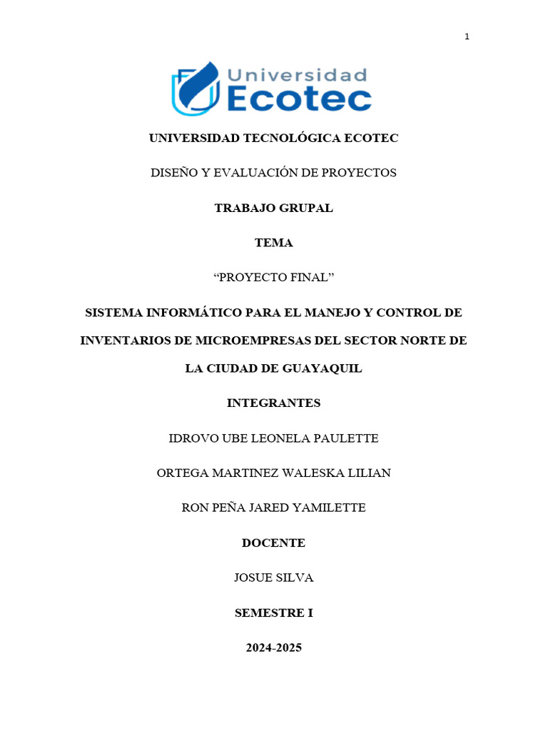 Universidad Tecnológica Ecotec Diseño Proyecto de Prototipo | PDF ...