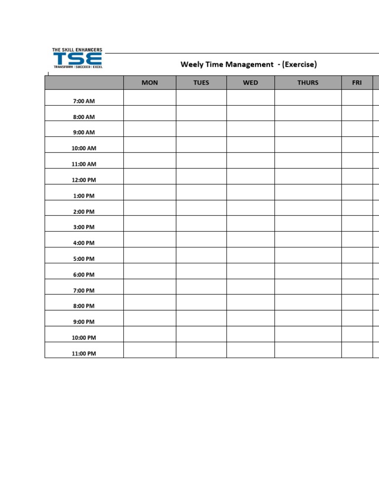 Weekly Time Management Schedule | PDF