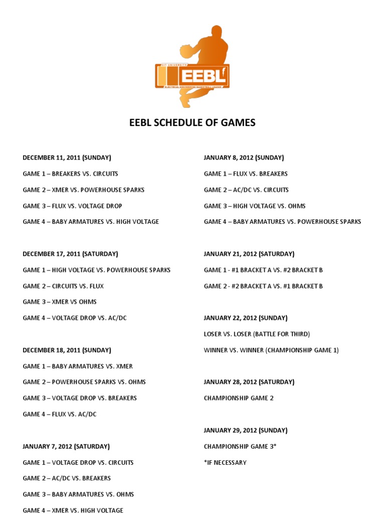 Schedule of Games | PDF