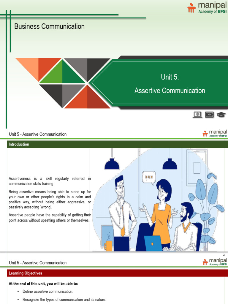 BC+-+Unit+5+-+Assertive+Communication | PDF | Communication | Aggression