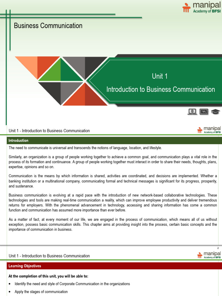 BC+-+Unit+1+-+Introduction+to+Business+Communication | PDF ...
