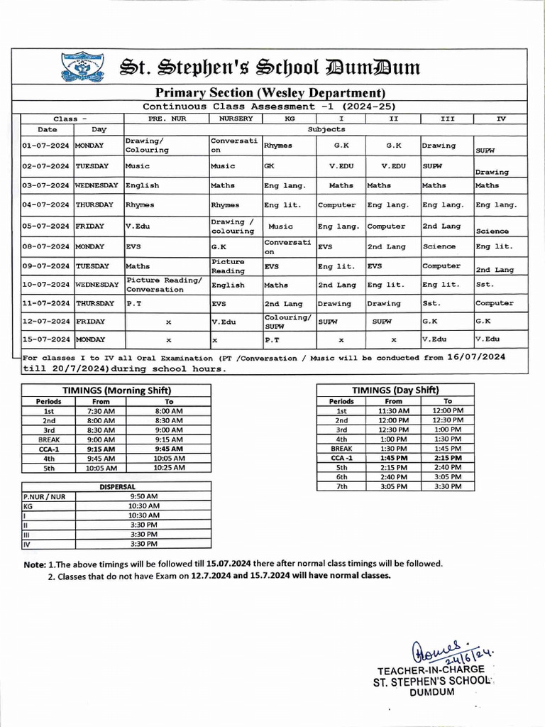 CCA TimeTable | PDF