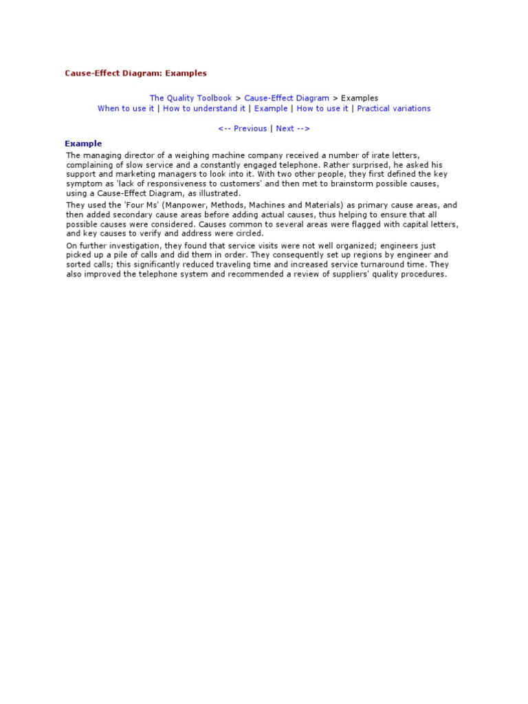 Cause-Effect Diagram Examples and Guide | PDF | Business | Computing ...