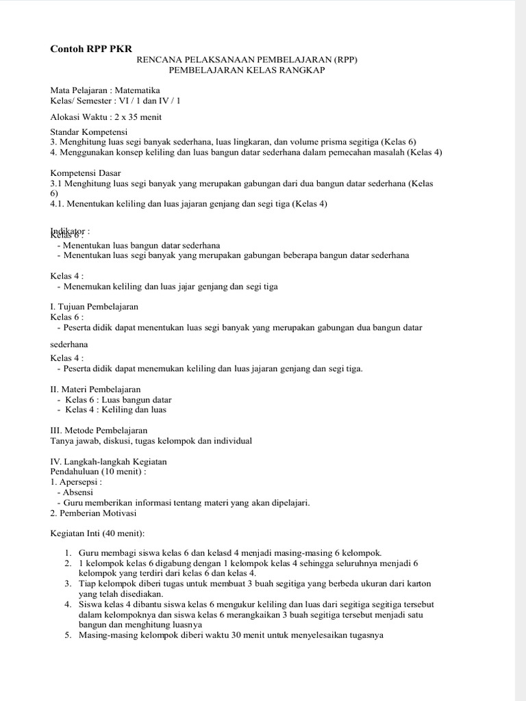 Contoh RPP Pkrdoc | PDF