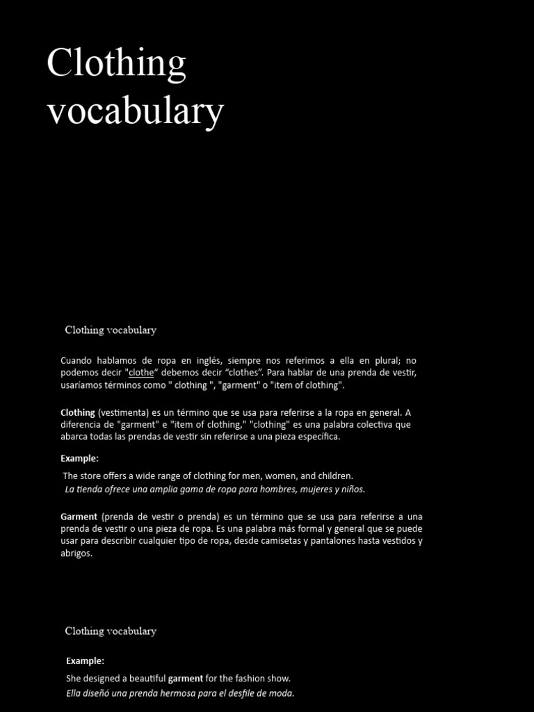 Clothing Vocabulary | PDF | Ropa | Moda