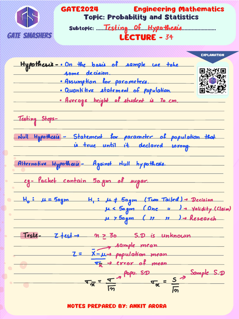 GATE 2024: Probability & Statistics Notes | PDF | Technology & Engineering
