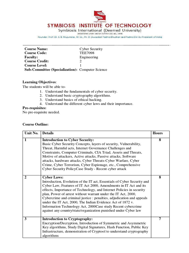 Indian Cyber Security Course Overview | PDF | Computer Security | Security