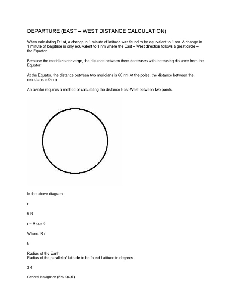East-West Distance Calculation in Aviation | PDF | Science & Mathematics
