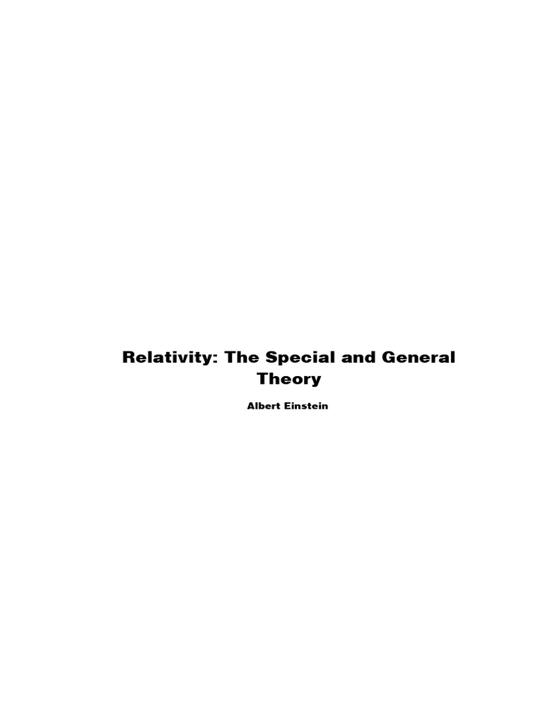 Albert Einstein - Relativity | PDF | Special Relativity | Theory Of ...