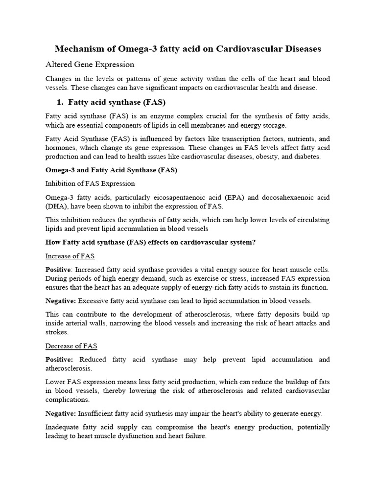 Mechanism of Omega-3 Fatty Acid On Cardiovascular Diseases | PDF ...
