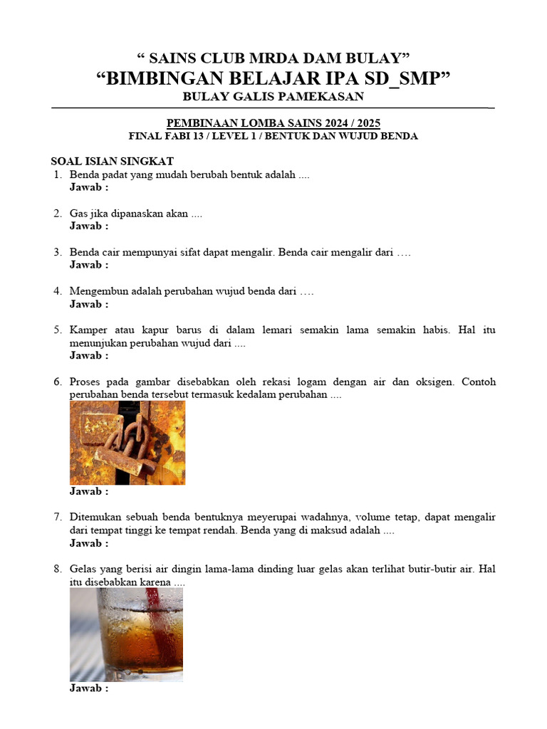 Proses Perubahan Wujud Benda dalam IPA | PDF