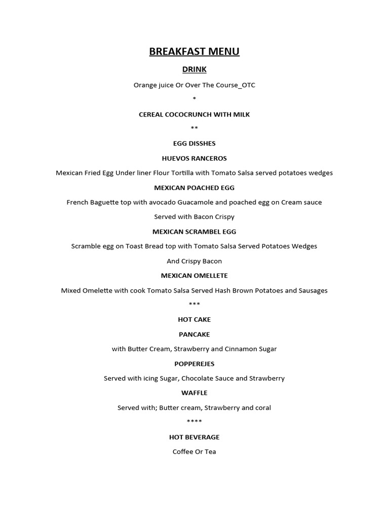 Breakfast Menu Table Manner TH 2024 | PDF