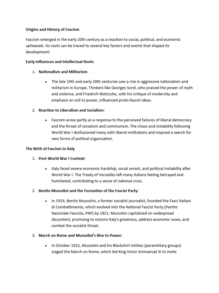 The Origins And History Of Fascism