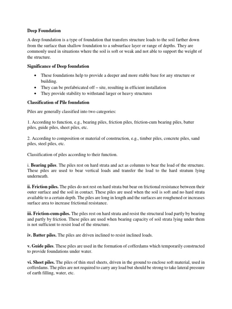 Types and Classifications of Pile Foundations | PDF | Deep Foundation ...