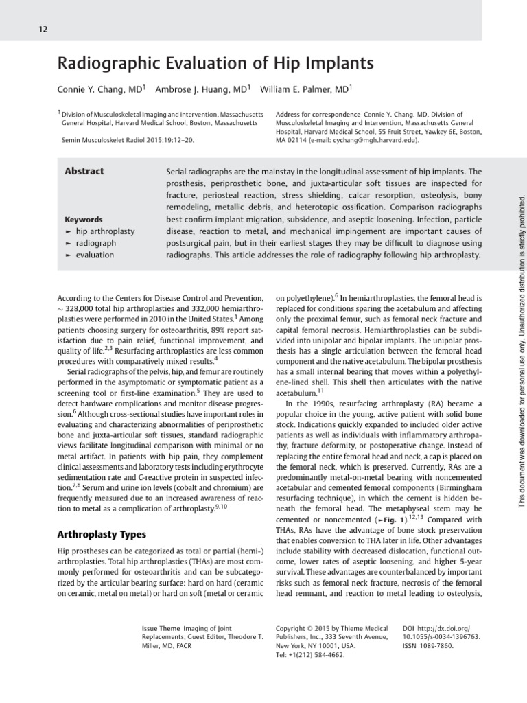 Hip Prostheses Evaluation | PDF | Hip | Musculoskeletal System