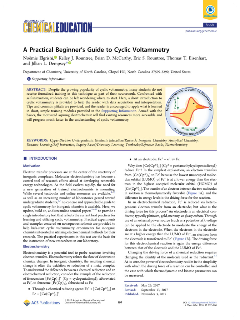 A practical beginner s guide to cyclic voltammetry pdf