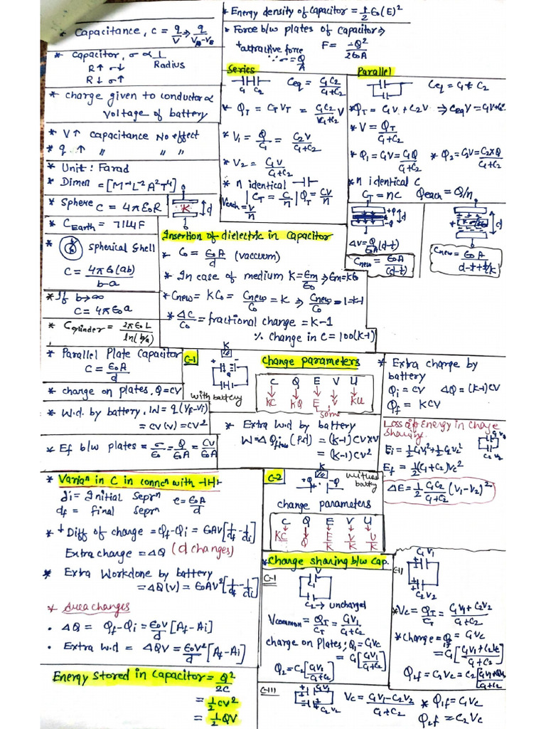 Capacitance Short Notes | PDF