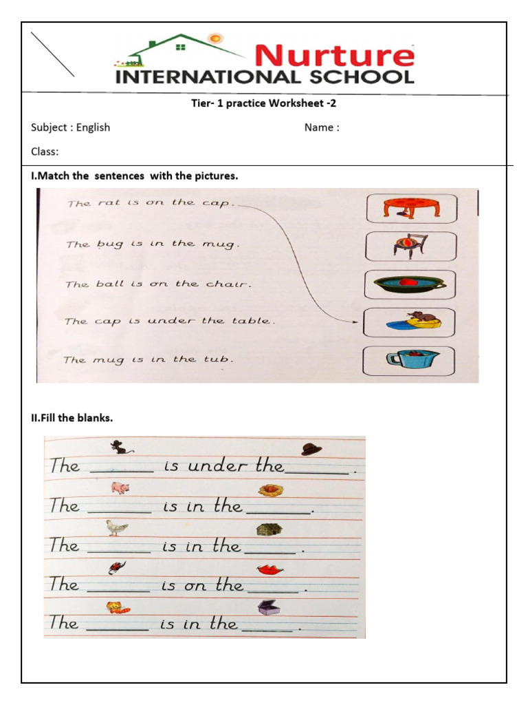 Tier 1-UKG - English Worksheet-2 (24-25) | PDF