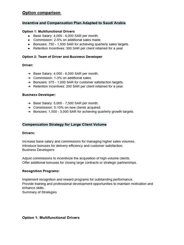 Incentive and Compensation Plan Adapted To Jeddah, Saudi Arabia | PDF ...
